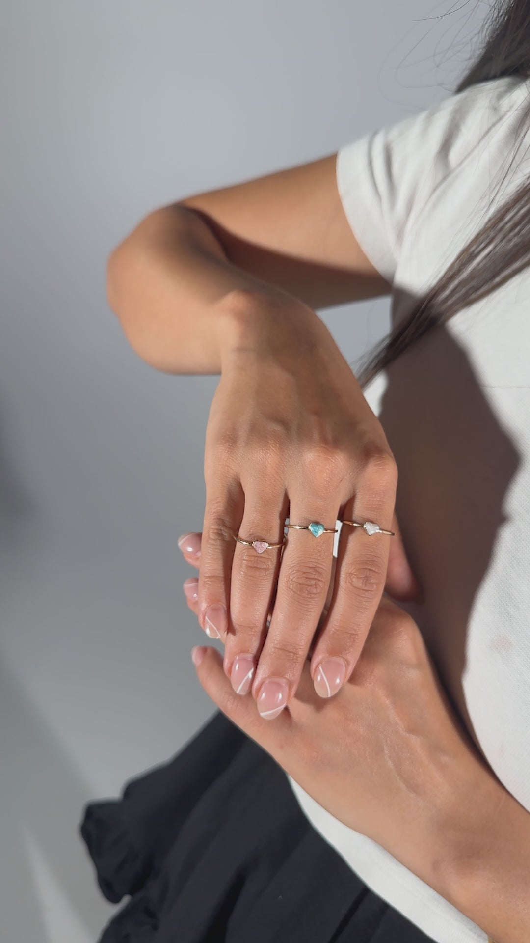 Renkli Kalp Yüzük | 14 Ayar Altın