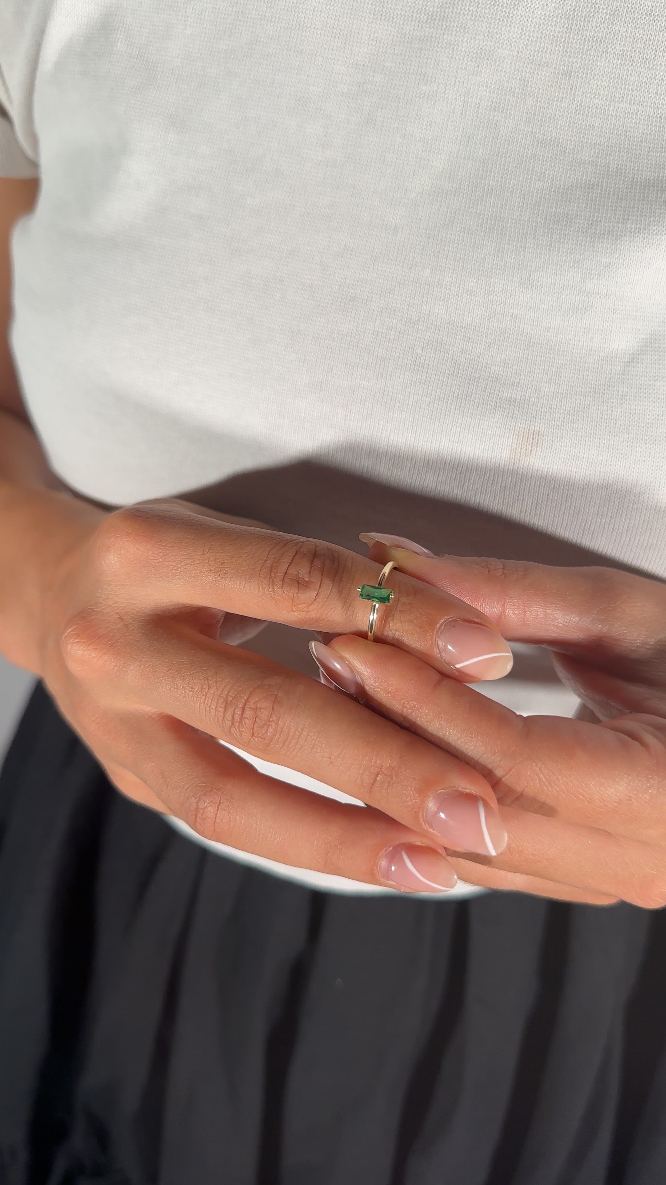 Yeşil Taşlı Yüzük | 14 Ayar Altın